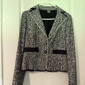 Ann Taylor Monochrome Tweed Blazer
